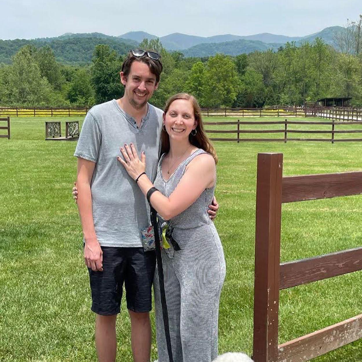 Posing at Hidden River, our wedding venue outside of Asheville
