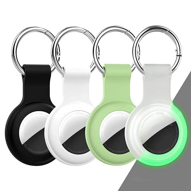 HATALKIN Case Compatible with AirTags Case Airtag Holder with Key Chain Silicone Protective Cover Air Tag Case for Luggage Dog Cat Pet Collar 4 Pack