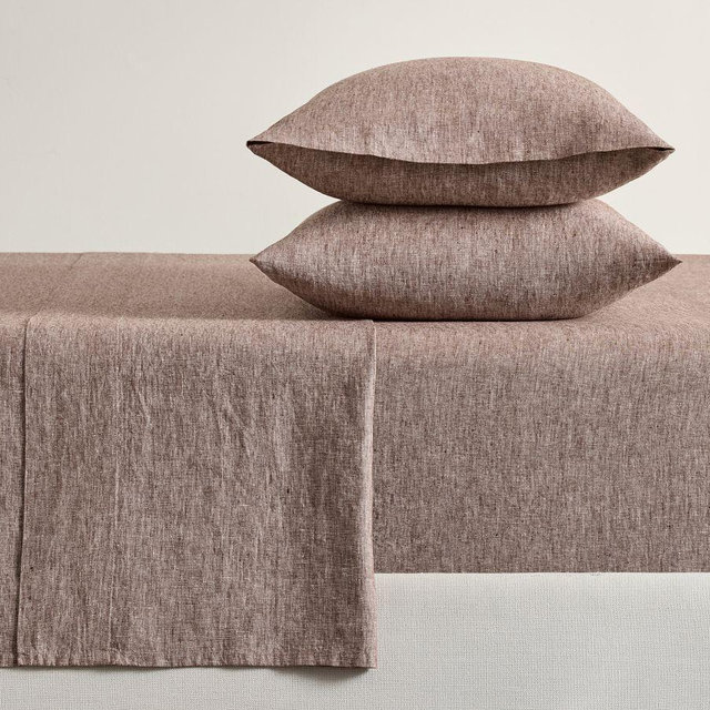 Classic Belgian Flax Linen Sheet Set, Coffee, King
