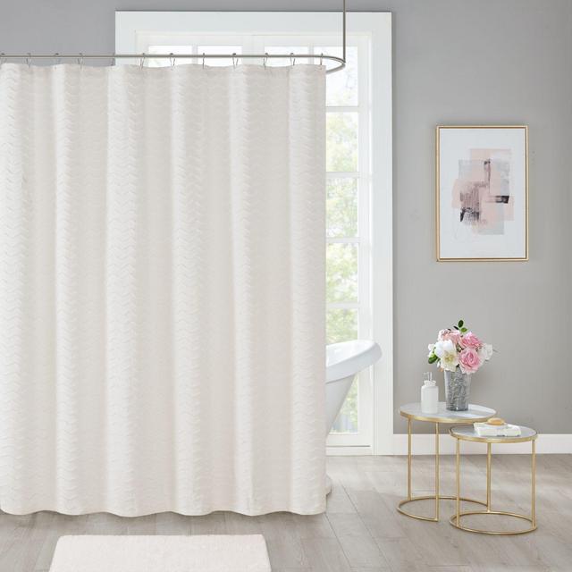 Wave Chenille 72-Inch x 72-Inch Shower Curtain in White