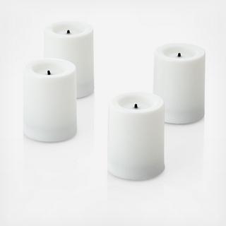 Flameless White Votive Candles with Timer, Set of 4