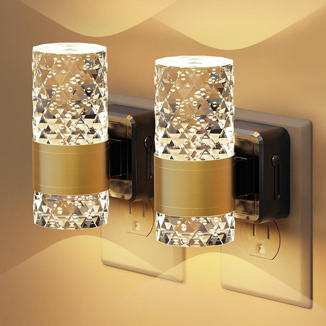 Fuligent LED Night Lights Plug into Wall - 2Pack Automatic Dimmable Night Light,3000K Bathroom Decor Plug-in Wall Light for Bedroom, Hallway, Nursery (Gold)