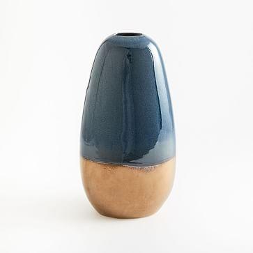 Metallic Banded Vase, Bronze/Navy, Large