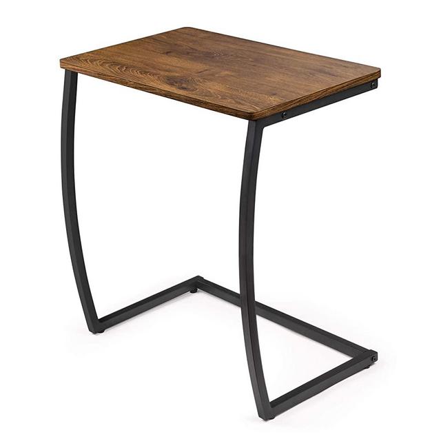 SRIWATANA End Tables Living Room, Sofa Side Couch Table, Vintage C Table for Laptop Coffee Snack, Light Walnut