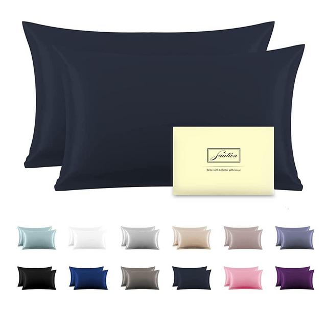 Silk Pillowcase for Hair and Skin,Soft,Breathable and Sliky 100% Standard Size Pillow Cases Set of 2,Both Sides Natural Mulberry Silk Pillowcases with Hidden Zipper(Standard Size 20"X 26",2pcs)