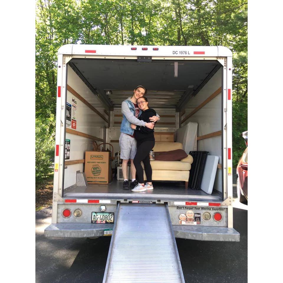 Loading up the U-Haul in 2020 to move into our first apartment together! Orono, ME