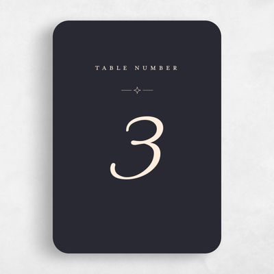 Black Rounded Wedding Table Number - Finnian