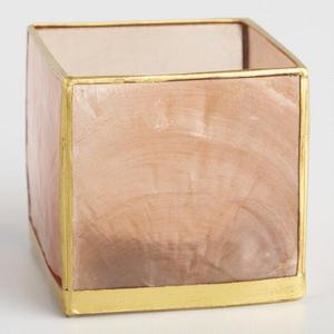 Blush Square Capiz Tealight Candleholders Set of 3