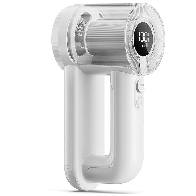 Rechargeable Fabric Shaver, 2-in-1 Lint Remover for Clothing, Furniture, Sweater with 6-Blade, 200ml Container, LED Display, 2000mAh USB-C, 3-Speed Lint Shaver Eliminates Fuzz & Pilling