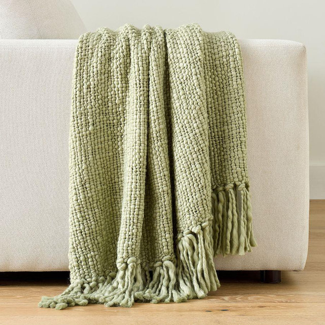 Textured Basketweave Knit Throw, Tea, 50" x 60"