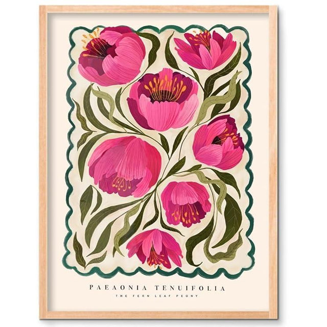 JQ7OL Floral Wall Art Peony Poster Flower Canvas Decor Wildflower Prints Bright Colourful Painting Botanical Pictures Bedroom Living Room Bathroom Nursery Pop Prints 12x16 in Unframed