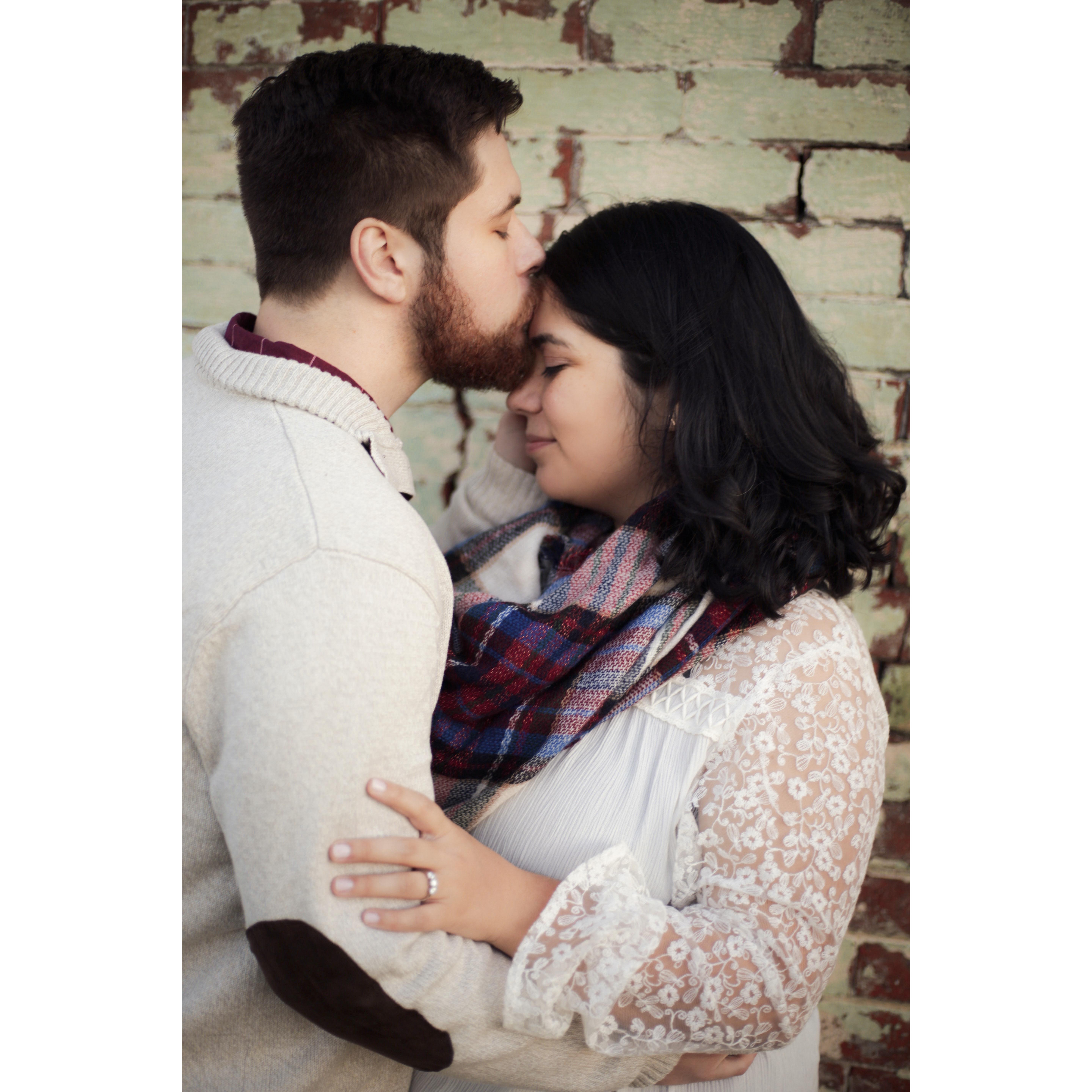 Engagement Photo Shoot credit goes to Lauren Harder. Location is Downtown Weldon, NC.