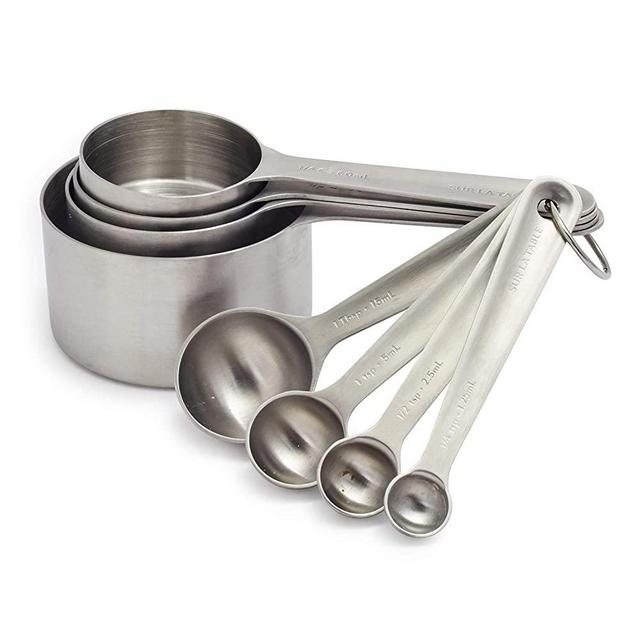 Sur La Table Stainless Steel Measuring Cups & Spoons, Set of 8, Silver