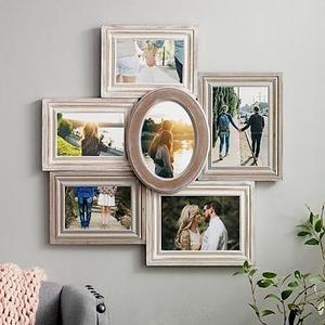 6-Opening Wood with Round Center Collage Frame
