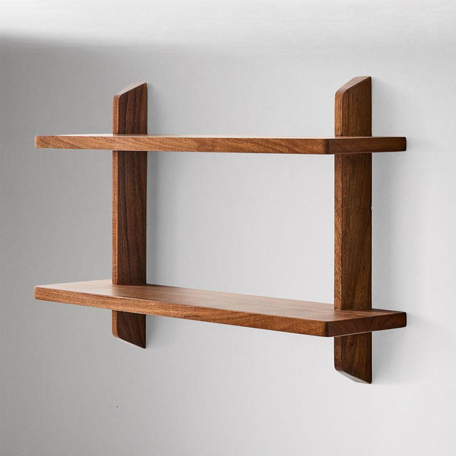 Cobb Wood Bath Storage, Shelf, Double, Acacia, Cool Walnut