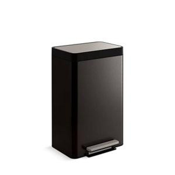Kohler 47L Step Trash Can - Black Stainless Steel
