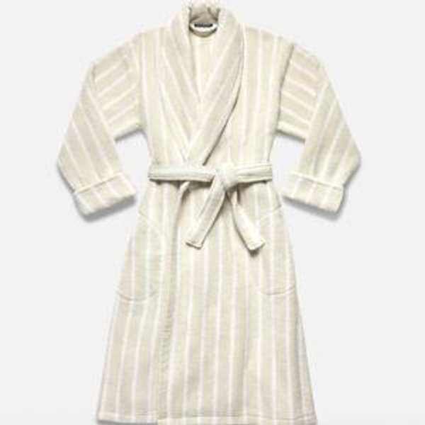Super-Plush Robe- Striped Soft stone