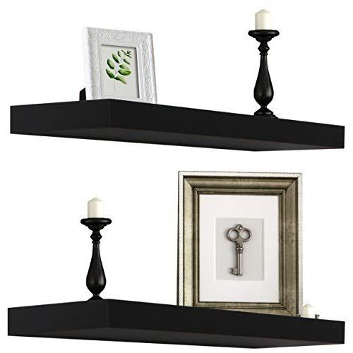 Sorbus Floating Shelf — Hanging Wall Shelves Decoration — Perfect Trophy Display, Photo Frames (Black)