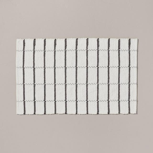 20"x32" Grid Weave Bath Rug Cream/Gray - Hearth & Hand™ with Magnolia