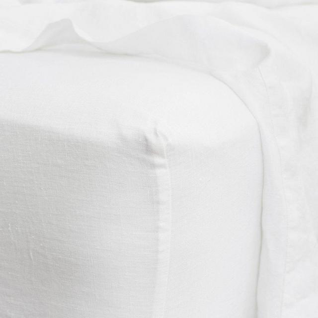 Linen Fitted Sheet - White