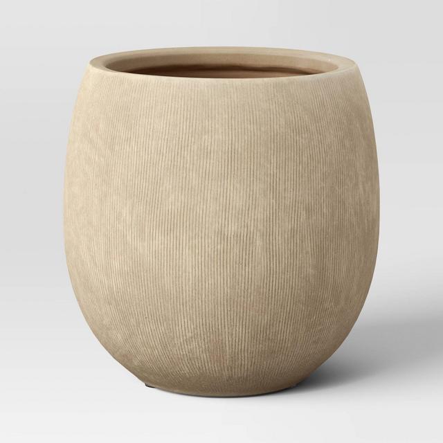 8.07" Earthenware Vertical Rake Textured Indoor/Outdoor Planter Cream - Threshold™ designed with Studio McGee