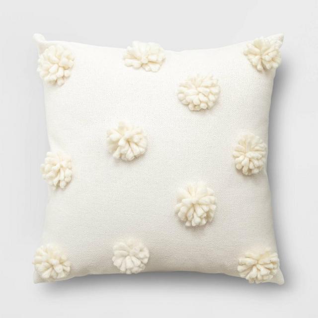 Square Tassel Throw Pillow​ with Pom-Pom Cream - Opalhouse™