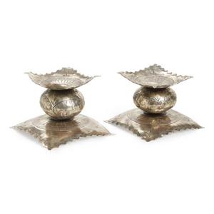 Set of 2 Short Stamped Candle Holders