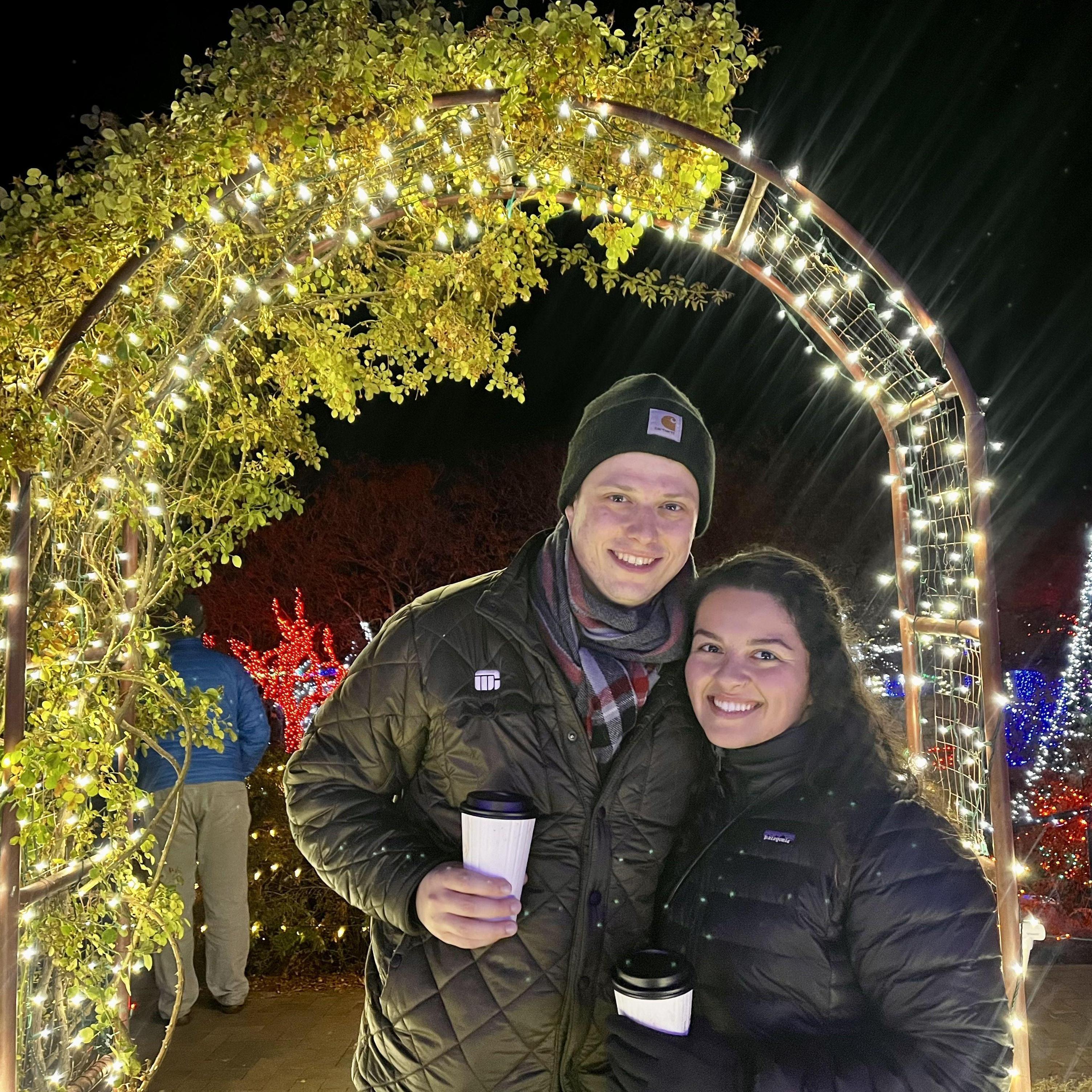 walking around the Boise Botanical Gardens during their Christmas Light Show