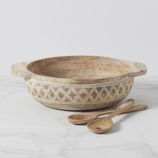 Textured Neutrals 3-Piece Salad Bowl & Servers Set