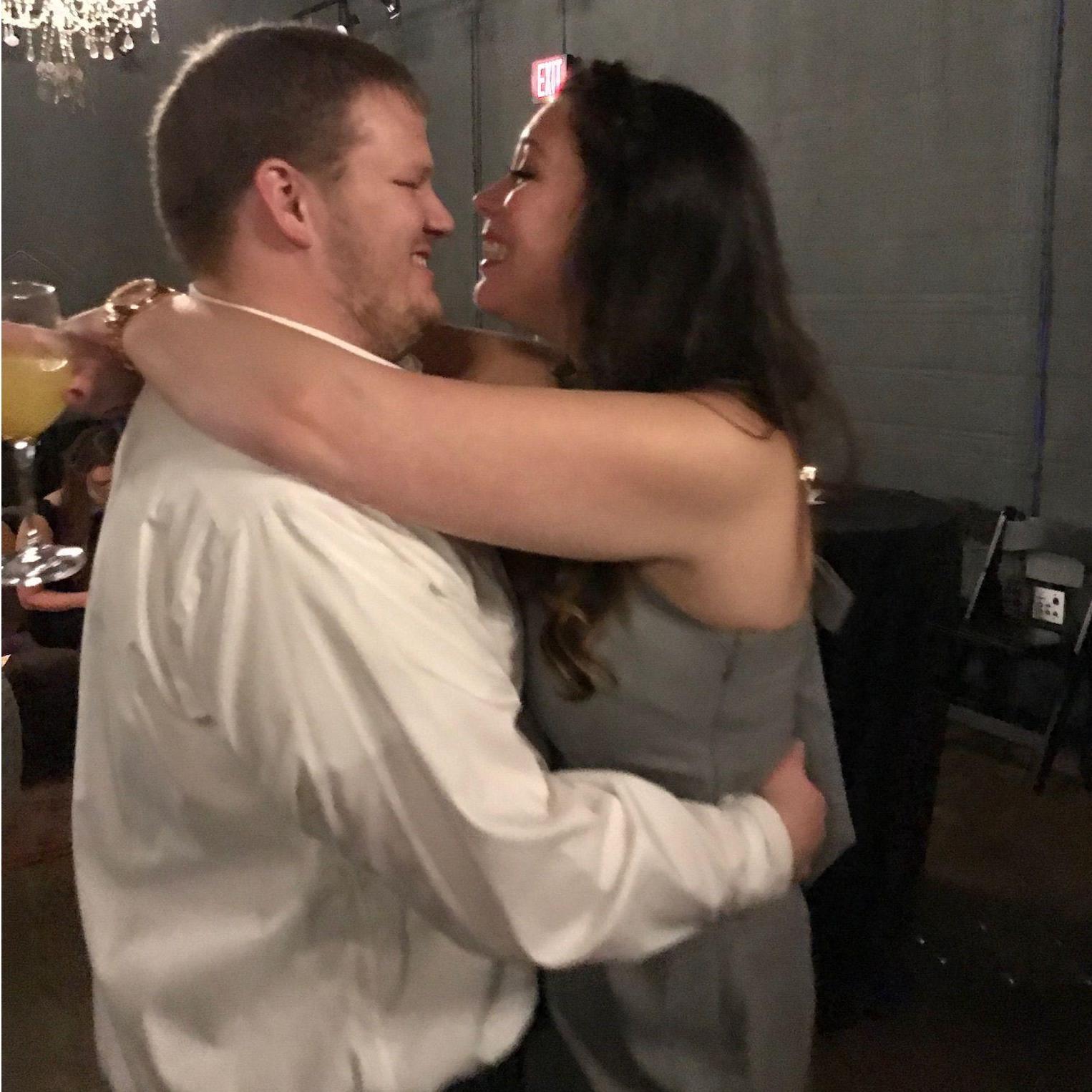 Having too good of a time dancing at Haley & Todd's wedding