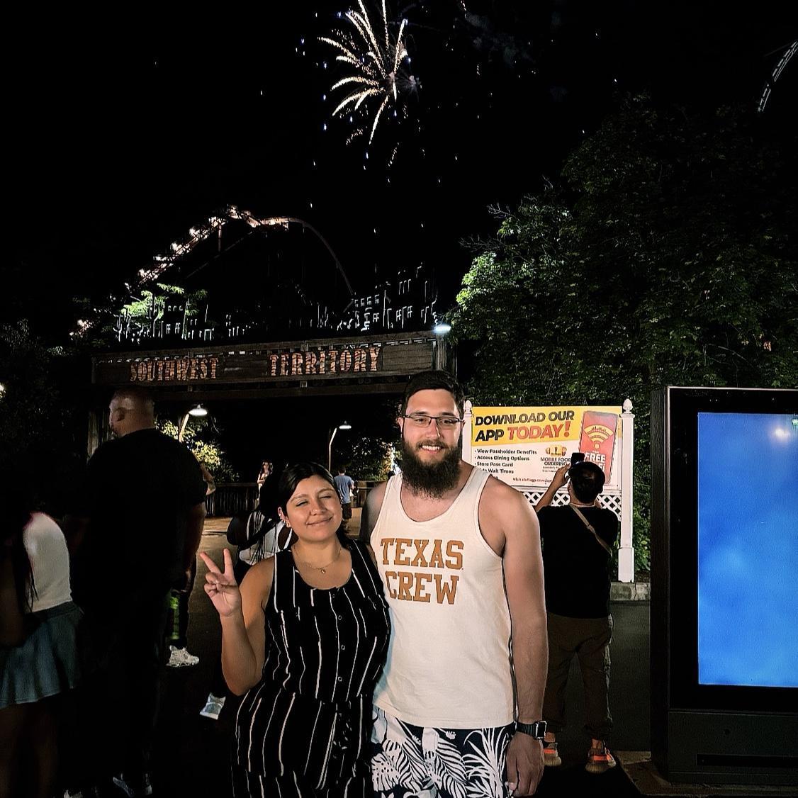Enjoying the fireworks at six flags