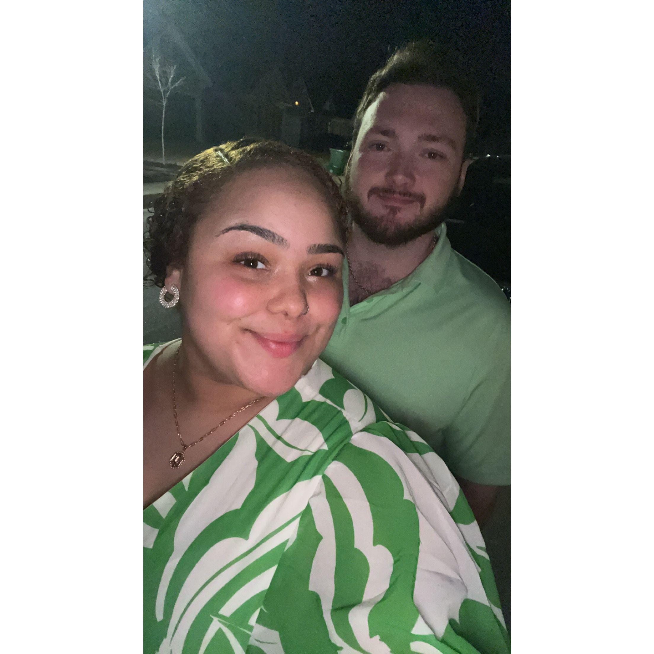 This was a picture from Jadin's 23rd Birthday dinner! Of course, we had to match!