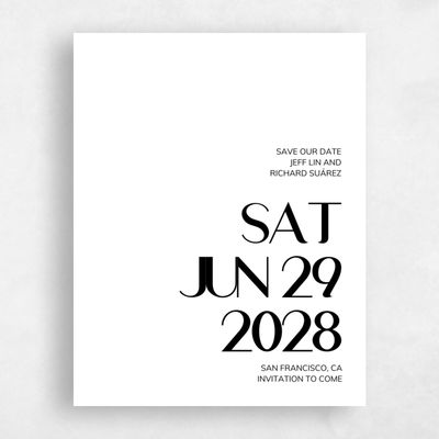 White Simple Wedding Save the Date - Millsboro Portrait