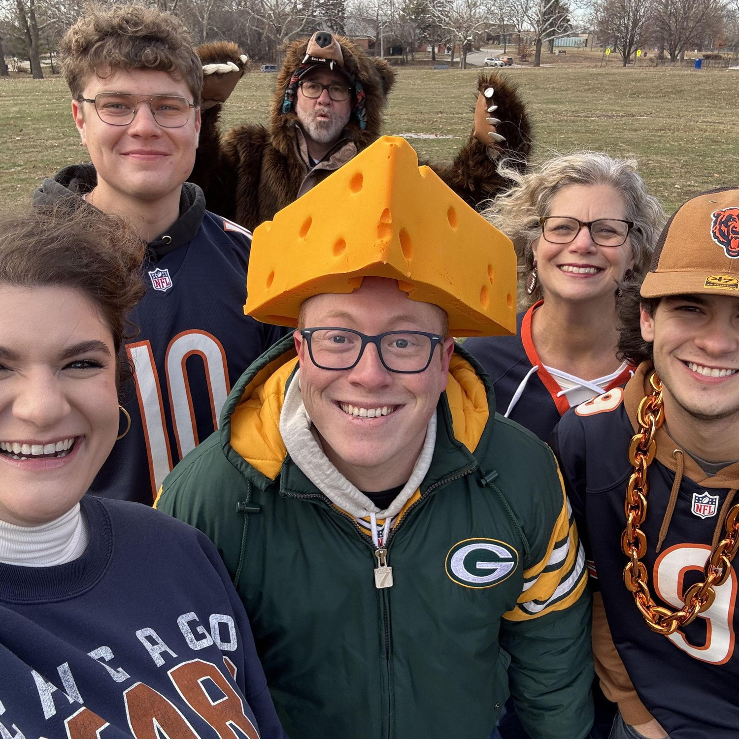 Jan 2026: The Packers - Bears rivalry is alive and well! Joined by Leigh brother Garrett, dad Scott, mom Kristin, and baby brother Wyatt.