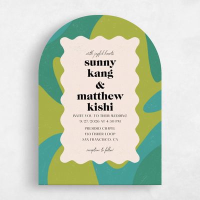 Green Arch Wedding Invitation - Allegria Portrait