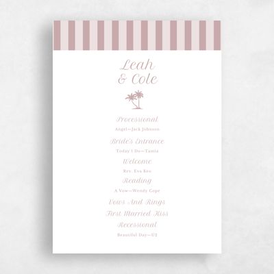 Grayed Mauve, Pink Wedding Program - Mauritius