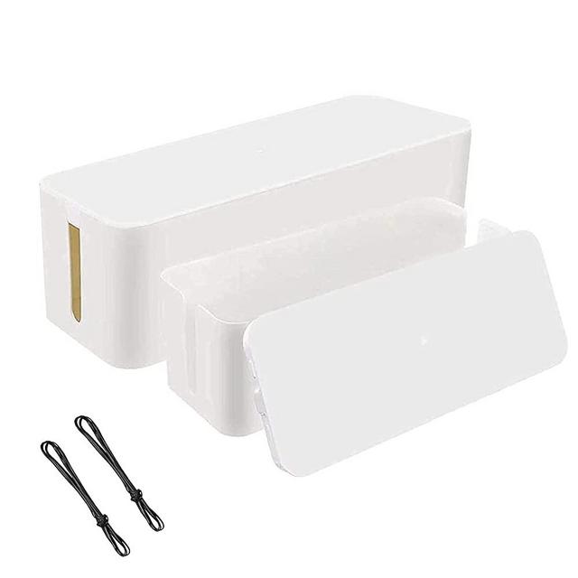 CAMITLLI Cable Management Box, 2 Pack Floor Cable Hider Box Large and Medium Size Cord Box, Cover Cord Holder Surge Protector for Desk Floor(White)