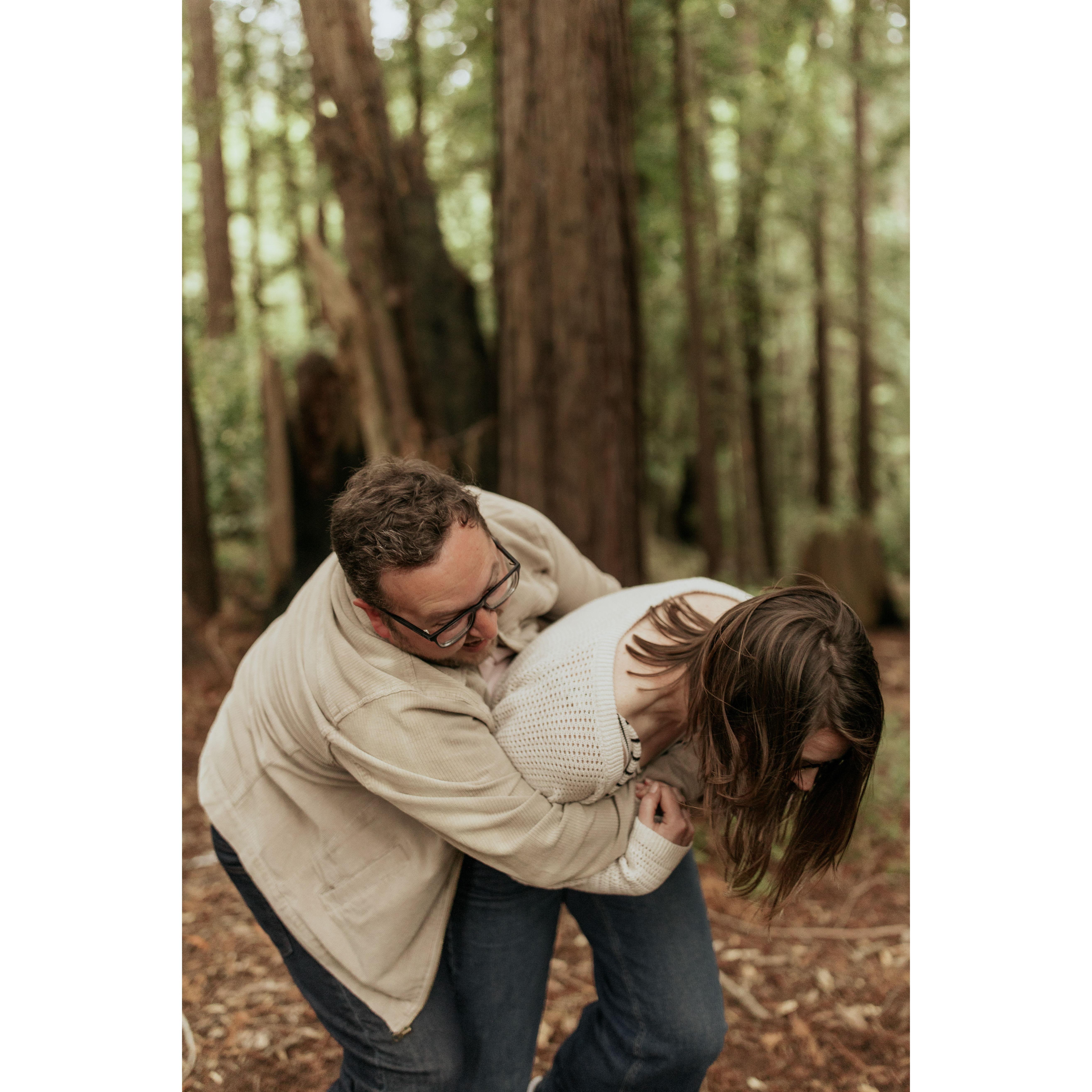 The first photo of our engagement shoot...Jake got a little overzealous.