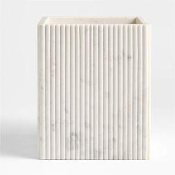 Carmen White Marble Bath Accessories | Crate & Barrel