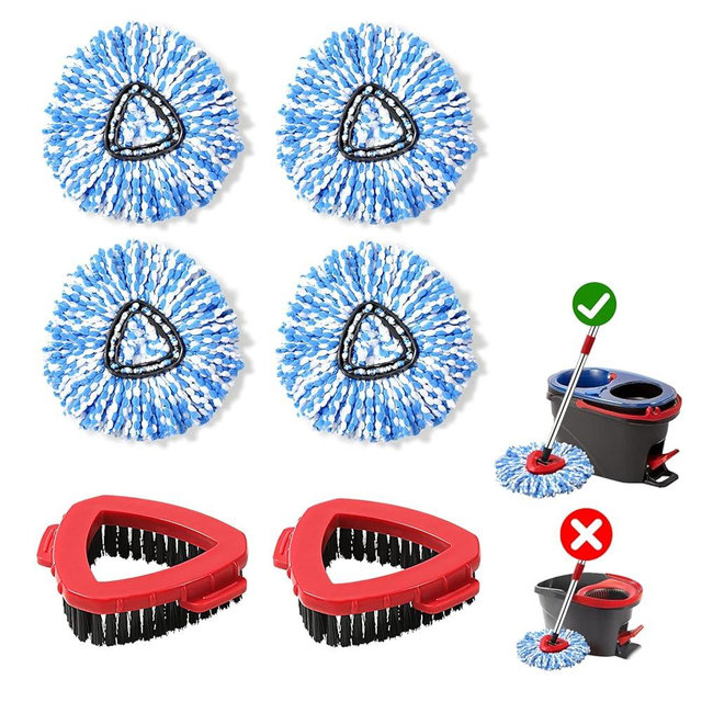 6 Pack Spin mop Replacement Head, Spin mop Scrub Brush,Microfiber Mop Refills, Easy to Replace,for Bathroom,Kitchen,Tub and Tile,Easy Cleaning,Suitable for Ocedar RinseClean 2-Tank System Spin Mop (G)