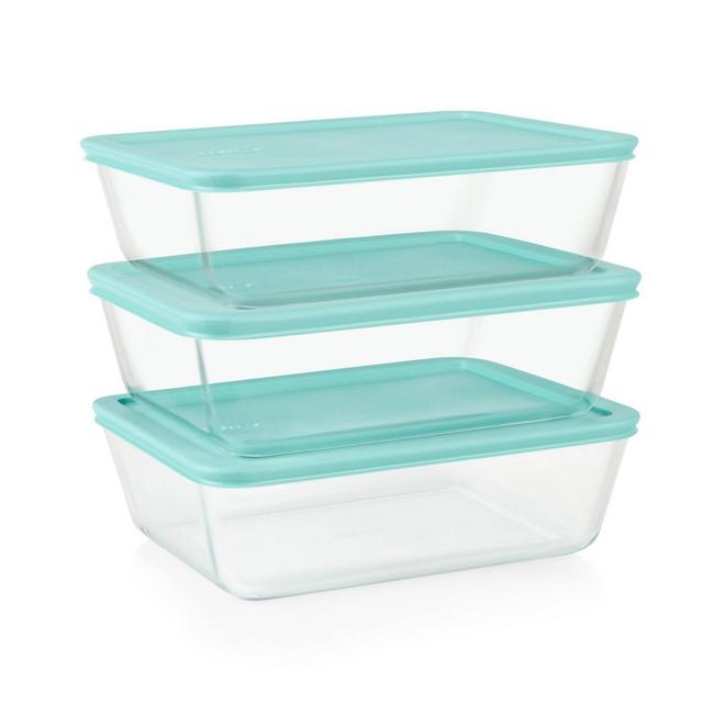 Pyrex Simply Store 6pc Glass Rectangular Food Storage Container (3 dishes, 3 lids)Set