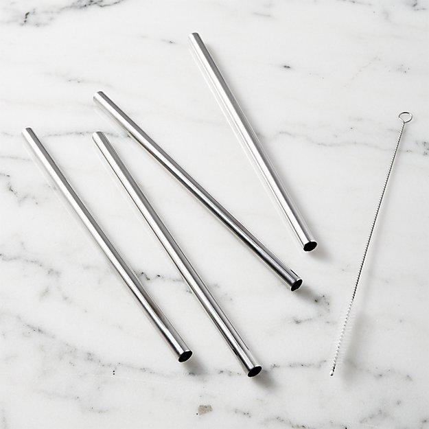 Smoothie Straws with Cleaning Brush, Set of 4