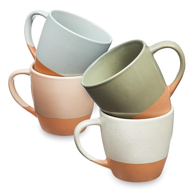 Sheffield Home Large Stoneware Coffee Mug Set - 16oz Cups with Handles - Dishwasher & Microwave Safe - Classic Elegance in Every Sip - Ideal for Cappuccino, Espresso, Latte, or Tea - Assorted Neutrals