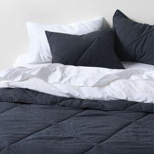 Cotton Crinkle Matelasse Midnight Navy King Comforter