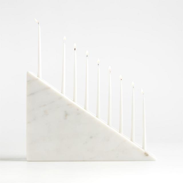 Elevation White Marble Hanukkah Menorah