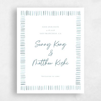 Grayed Teal, Blue Wedding Save the Date - Lund Portrait