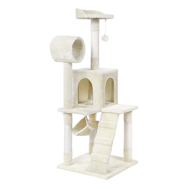 YAHEETECH Cat Tree Tower Kitten Condo Scratching Post with Hammock Tunnel 51in