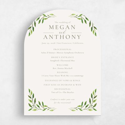 Green Arch Wedding Program - Thornton