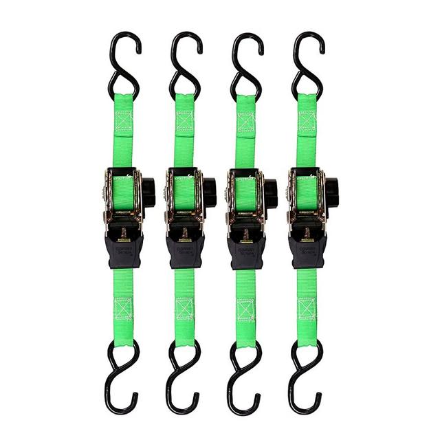 SmartStraps 6’ Ratchet Straps, 4 Pack — Standard Duty Retractable Tie-Down Straps — 1,500lb Break Strength, 500lb Safe Work Load — Haul ATVs, Lawn Tractors and Other Small Equipment