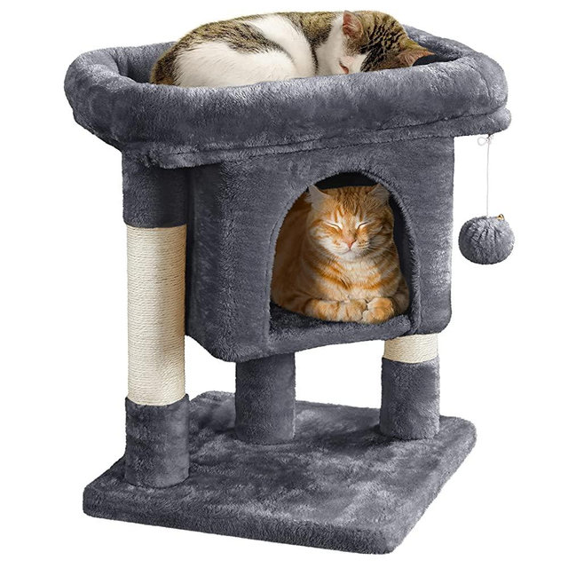 Yaheetech 23.5in Cat Tree Tower Small, Cat Condo with Sisal-Covered Scratching Posts, Cat House Activity Center Furniture for Kittens, Cats and Pets